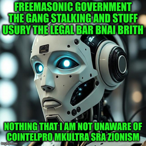 The Message To EARTH #flushyourmeds Scott Barry ; | FREEMASONIC GOVERNMENT
THE GANG STALKING AND STUFF
USURY THE LEGAL BAR BNAI BRITH; NOTHING THAT I AM NOT UNAWARE OF
COINTELPRO MKULTRA SRA ZIONISM | image tagged in nwo,illuminati,jews,freemasonry,globalism,zionism | made w/ Imgflip meme maker