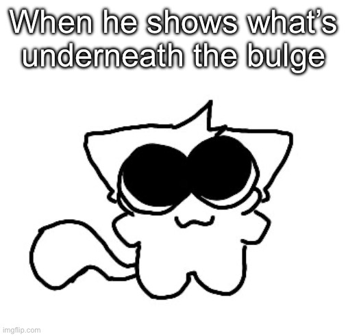 silly lil creature :3 | When he shows what’s underneath the bulge | image tagged in silly lil creature 3 | made w/ Imgflip meme maker