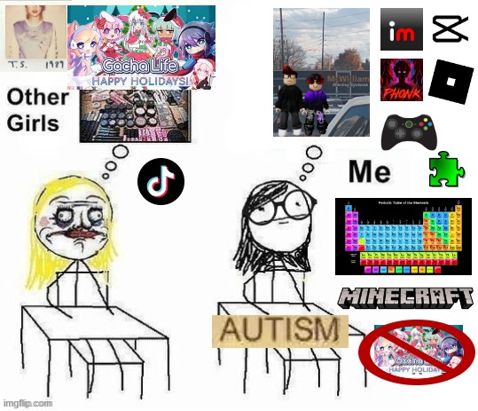 I'm not like them. | image tagged in other girls vs me,autism,autistic | made w/ Imgflip meme maker