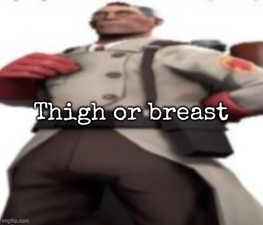 Ze medic | Thigh or breast | image tagged in ze medic,msmg | made w/ Imgflip meme maker