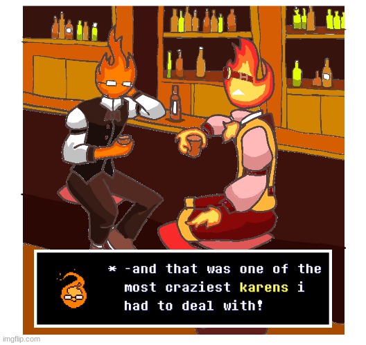 Pedro at Grillby's (by me :3) | made w/ Imgflip meme maker