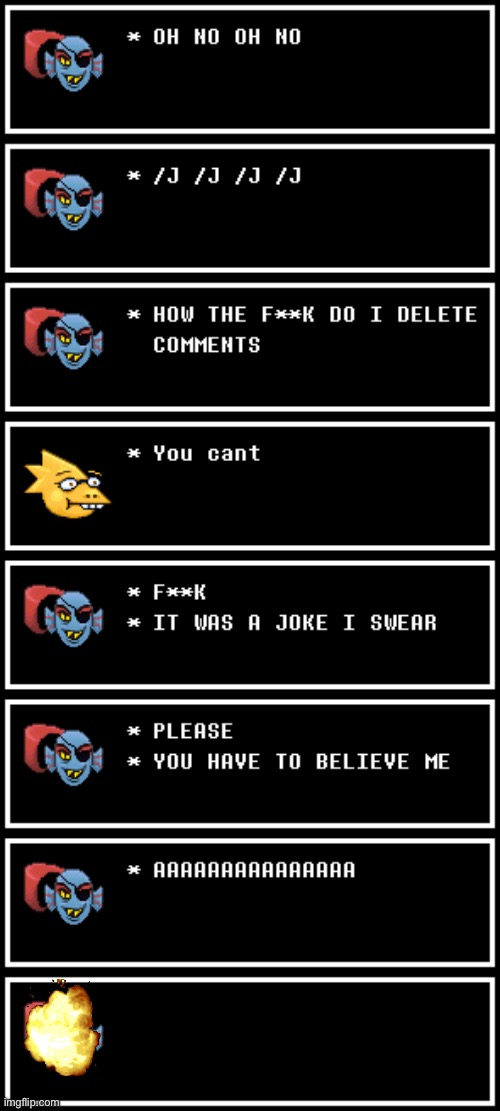 Undyne panicking 2 (credit to _-DungeonKeeper-_) Blank Meme Template