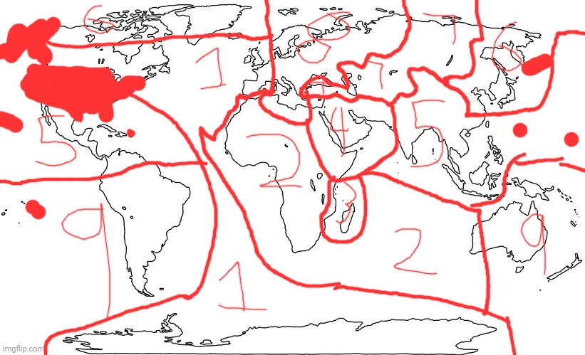 again part 3 (i noticed no one read the second title so i blocked america) | image tagged in world map blank | made w/ Imgflip meme maker
