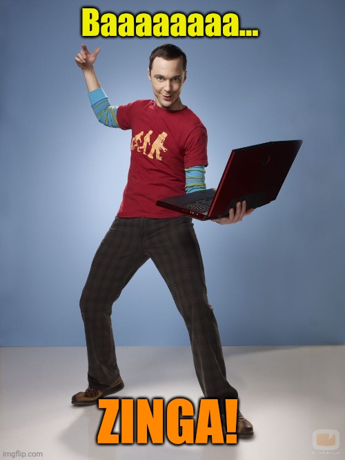 Sheldon Cooper Computer | Baaaaaaaa... ZINGA! | image tagged in sheldon cooper computer | made w/ Imgflip meme maker