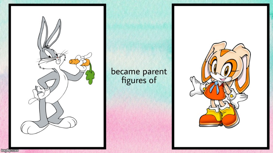 What If Bugs Bunny became father figures of Cream the Rabbit? | image tagged in bugs bunny,cream the rabbit,crossover,father figures,looney tunes,sonic the hedgehog | made w/ Imgflip meme maker