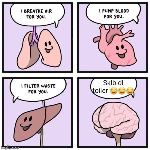 organs and brain | Skibidi toiler 😂😂😂 | image tagged in organs and brain | made w/ Imgflip meme maker