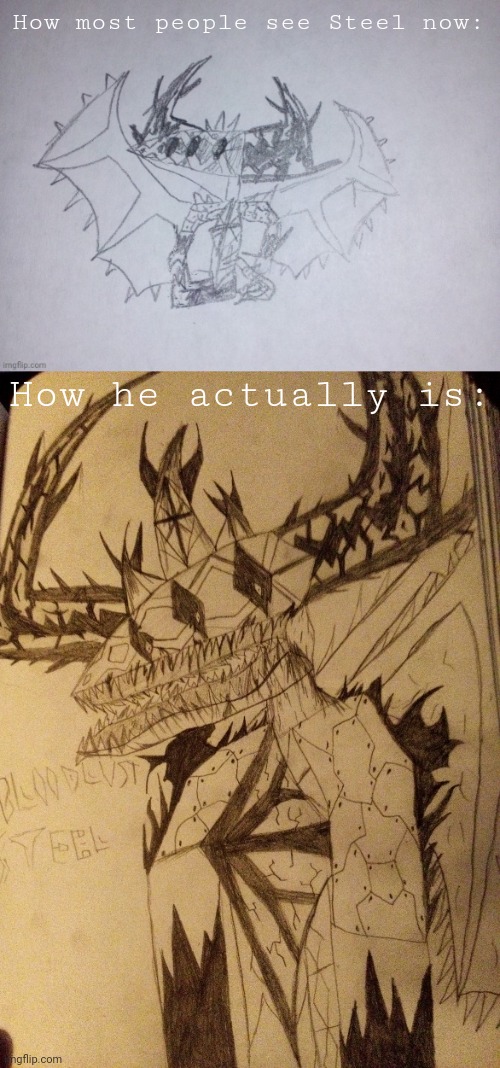 Bloodlust Steel | How most people see Steel now:; How he actually is: | image tagged in chibi steel,bloodlust steel | made w/ Imgflip meme maker