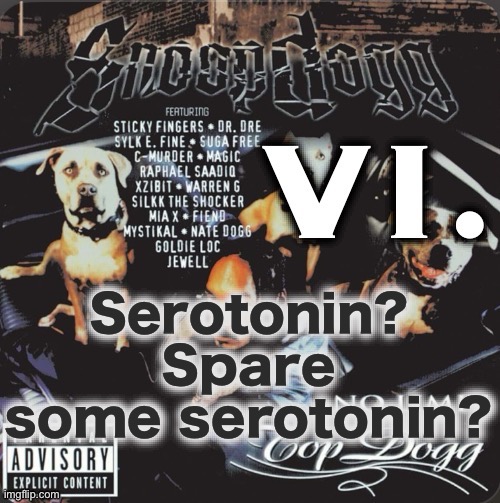 Please I’m depressed | Serotonin? Spare some serotonin? | image tagged in vi 2nd template | made w/ Imgflip meme maker