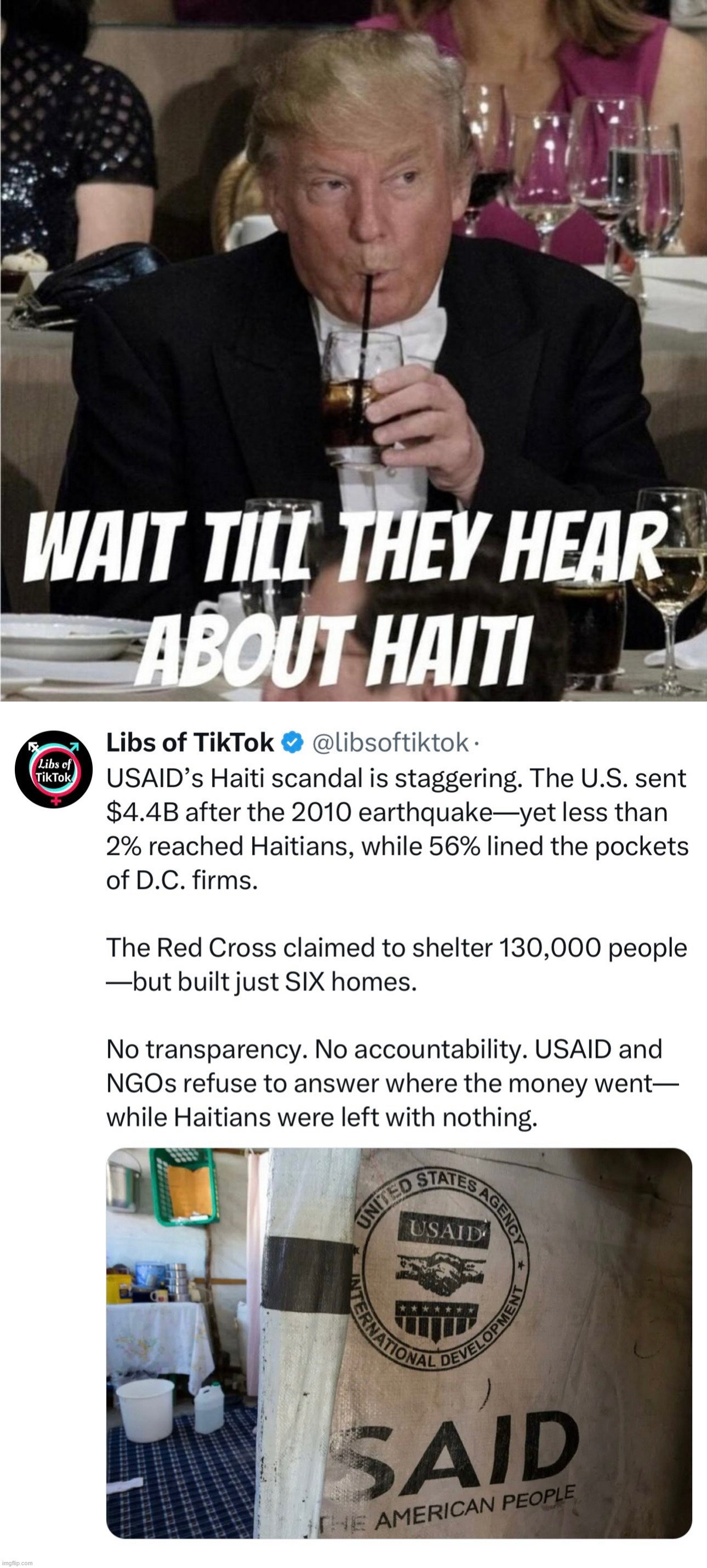 And just like that the Clintons were rich through their foundation | image tagged in clinton,haiti scandal | made w/ Imgflip meme maker