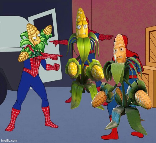 Kernel Corn Triple | image tagged in spider man triple | made w/ Imgflip meme maker