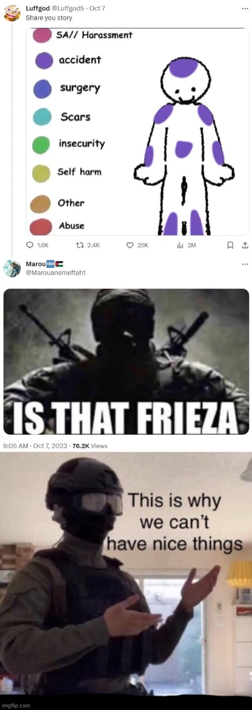 is that frieza? | image tagged in this is why we can't have nice things,funny,frieza | made w/ Imgflip meme maker