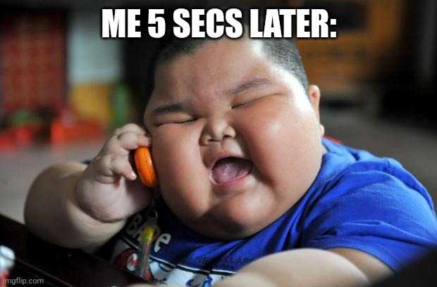 Fat Asian Kid | ME 5 SECS LATER: | image tagged in fat asian kid | made w/ Imgflip meme maker