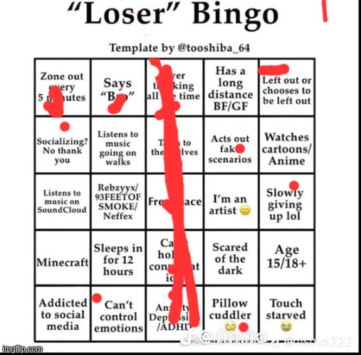 loser bingo | image tagged in loser bingo | made w/ Imgflip meme maker