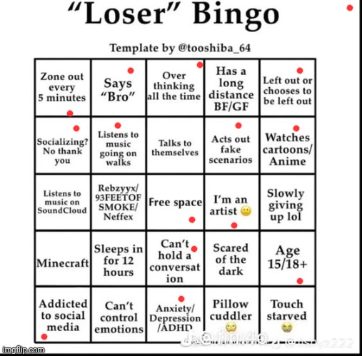 chat am I a loser | image tagged in loser bingo | made w/ Imgflip meme maker