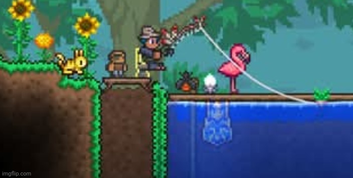 Just fishing. | image tagged in terraria,master mode,gaming,video games,nintendo switch,screenshot | made w/ Imgflip meme maker