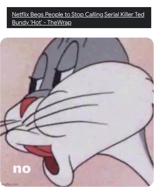 No | image tagged in bugs bunny no,ted bundy,hot,netflix | made w/ Imgflip meme maker