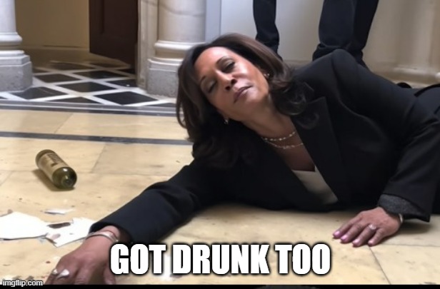 drunk kamala | GOT DRUNK TOO | image tagged in drunk kamala | made w/ Imgflip meme maker