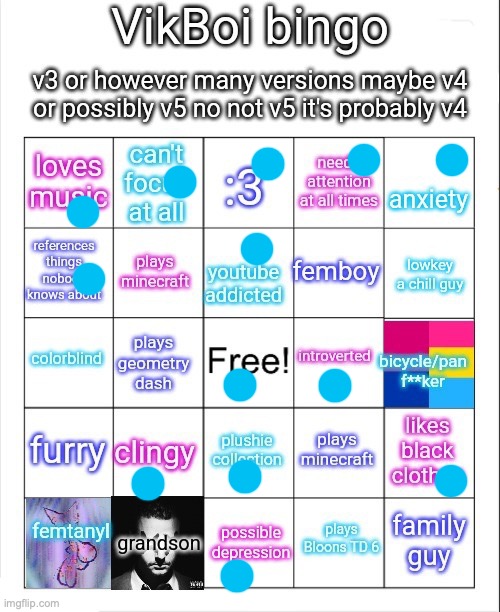 VikBoi bingo | image tagged in vikboi bingo | made w/ Imgflip meme maker