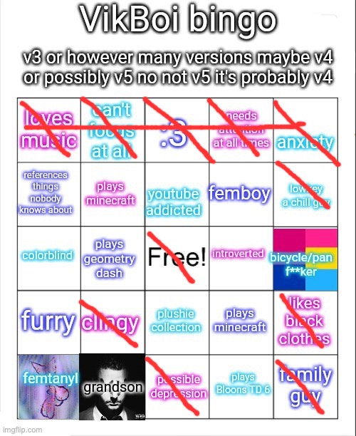 VikBoi bingo | image tagged in vikboi bingo | made w/ Imgflip meme maker