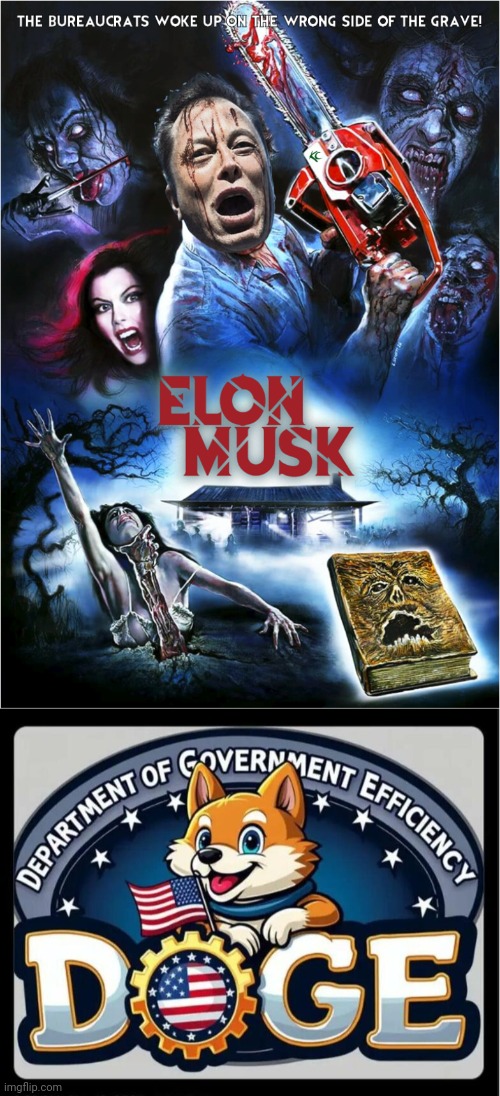 Evil Doge movie poster | image tagged in doge logo,evil dead,elon musk | made w/ Imgflip meme maker