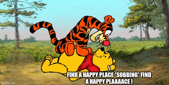 \
FIND A HAPPY PLACE *SOBBING* FIND A HAPPY PLAAAACE ! | made w/ Imgflip meme maker