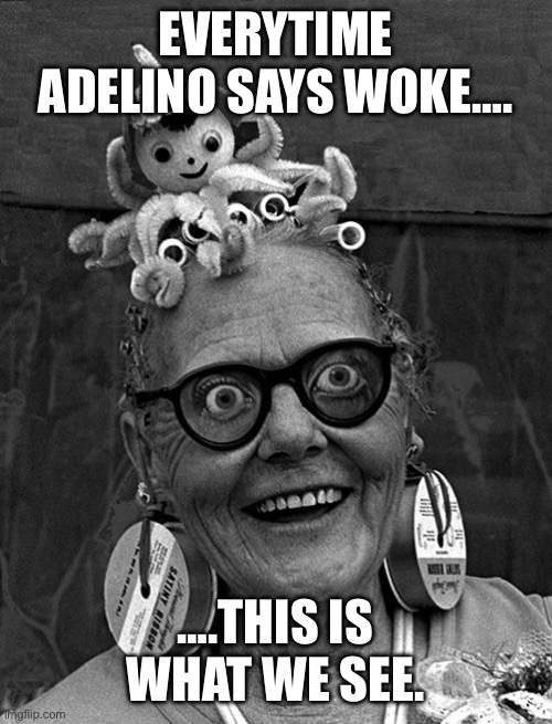 Crazy Lady | EVERYTIME ADELINO SAYS WOKE…. ….THIS IS WHAT WE SEE. | made w/ Imgflip meme maker