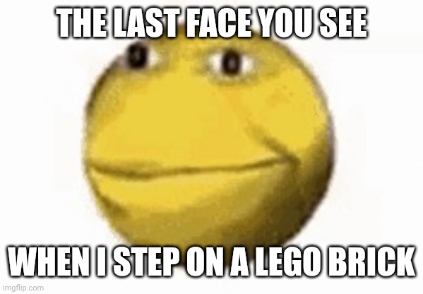 Painful | THE LAST FACE YOU SEE; WHEN I STEP ON A LEGO BRICK | image tagged in mem | made w/ Imgflip meme maker