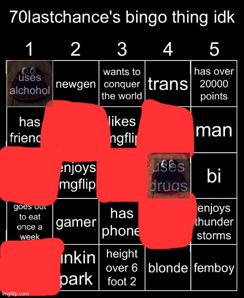 70lastchance's bingo thing idk | image tagged in 70lastchance's bingo thing idk | made w/ Imgflip meme maker