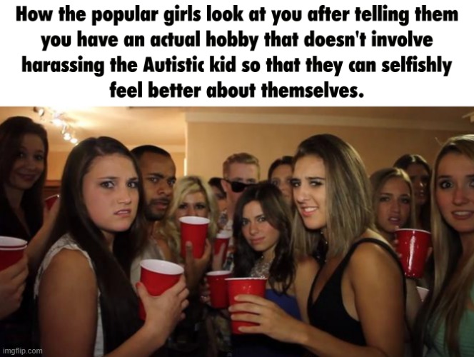 Calling out those kinds of popular girls at school | image tagged in fun,school,popular,girls,autism,selfishness | made w/ Imgflip meme maker