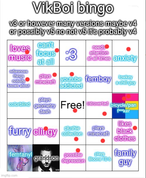 VikBoi bingo | image tagged in vikboi bingo | made w/ Imgflip meme maker