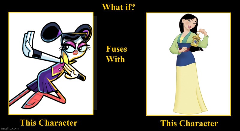 Flick Feathers Fuses With Fa Mulan | image tagged in what if fuses,chuck chicken,flick feathers,fa mulan,disney princess,mulan | made w/ Imgflip meme maker