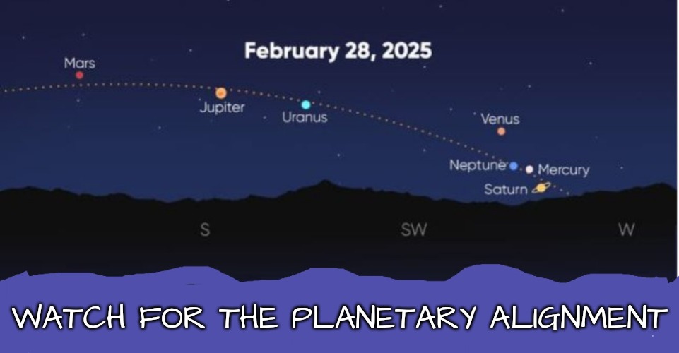 Planetary Alignment This Weekend (Especially Tonight!) | WATCH FOR THE PLANETARY ALIGNMENT | image tagged in planets | made w/ Imgflip meme maker