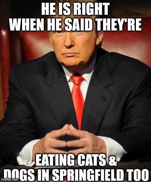 HE IS RIGHT WHEN HE SAID THEY'RE EATING CATS & DOGS IN SPRINGFIELD TOO | made w/ Imgflip meme maker