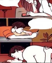 Boy and girl texting, then sleep together Blank Meme Template