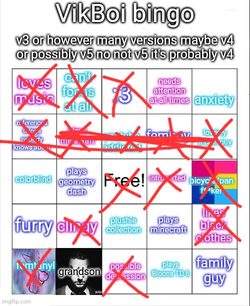 VikBoi bingo | image tagged in vikboi bingo | made w/ Imgflip meme maker