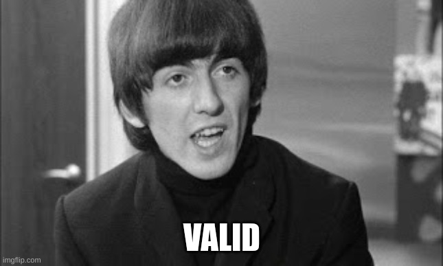 VALID | image tagged in george harrison | made w/ Imgflip meme maker