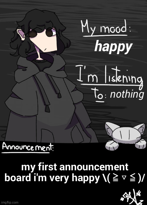 ANNOUNCEMENT | happy; nothing; my first announcement board i'm very happy \(≧▽≦)/ | image tagged in ael's announcement board | made w/ Imgflip meme maker