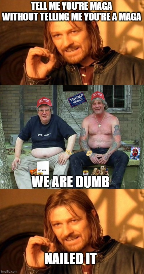 Those Maga head pictures make me cringe | TELL ME YOU'RE MAGA WITHOUT TELLING ME YOU'RE A MAGA; WE ARE DUMB; NAILED IT | image tagged in memes,one does not simply,maga morons,maga moron,magat,cubarsi is actually goated | made w/ Imgflip meme maker