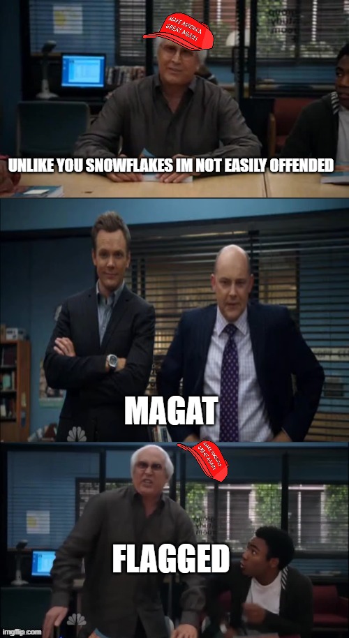 So goddam annoying | UNLIKE YOU SNOWFLAKES IM NOT EASILY OFFENDED; MAGAT; FLAGGED | image tagged in maga snowflake,skibidi toilet sucks,cubarsi is actually goated,pathetic don | made w/ Imgflip meme maker