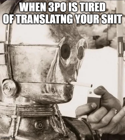 3PO | WHEN 3PO IS TIRED OF TRANSLATNG YOUR SHIT | image tagged in c3po | made w/ Imgflip meme maker