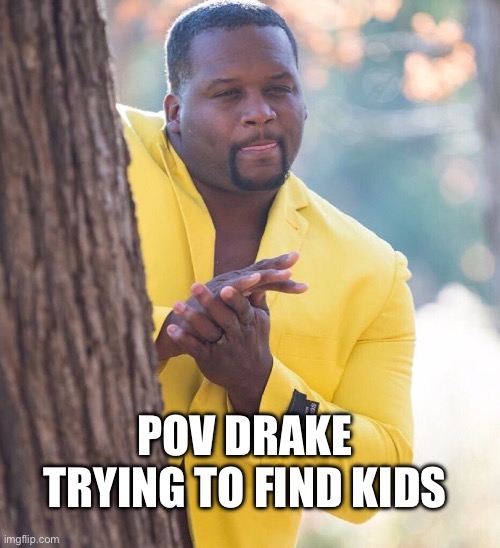 Black guy hiding behind tree | POV DRAKE TRYING TO FIND KIDS | image tagged in black guy hiding behind tree | made w/ Imgflip meme maker