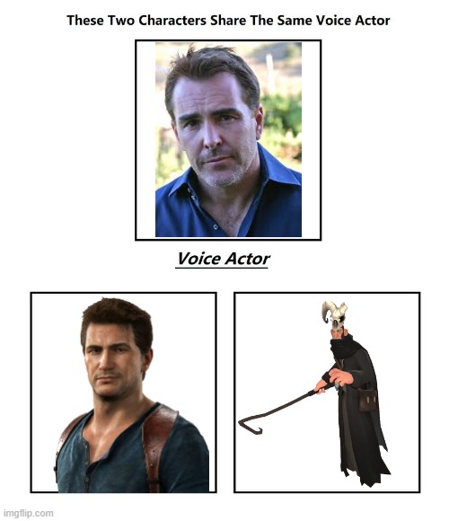 Nolan North | image tagged in same voice actor,team fortress 2,uncharted,nolan north,valve,playstation | made w/ Imgflip meme maker