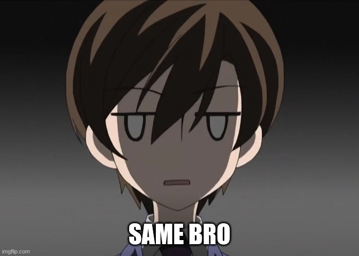 haruhi blank face | SAME BRO | image tagged in haruhi blank face | made w/ Imgflip meme maker