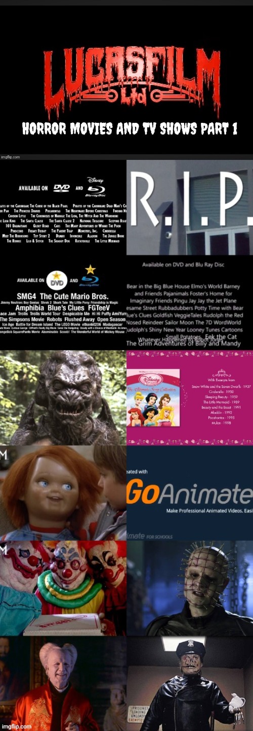 Lucasfilm Horror Movies and TV Shows Villains Blank Meme Template