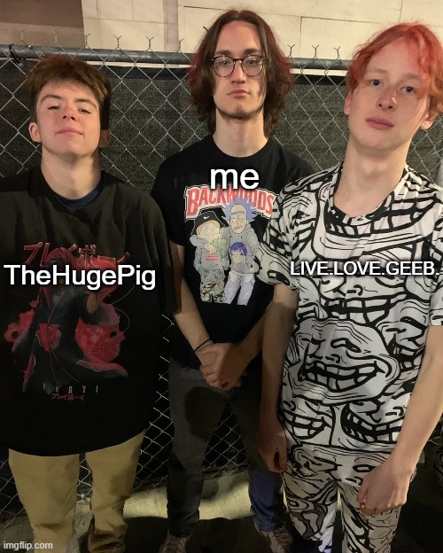 Ts is the MSMG meetup and only 2 people showed up | me; TheHugePig; LIVE.LOVE.GEEB. | made w/ Imgflip meme maker