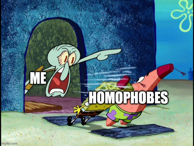 Squidward Screaming | HOMOPHOBES ME | image tagged in squidward screaming | made w/ Imgflip meme maker