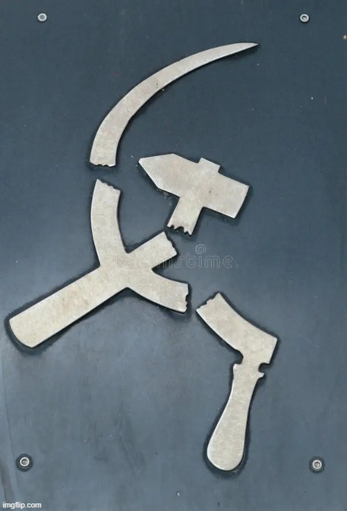 broken hammer and sickle | image tagged in repost | made w/ Imgflip meme maker