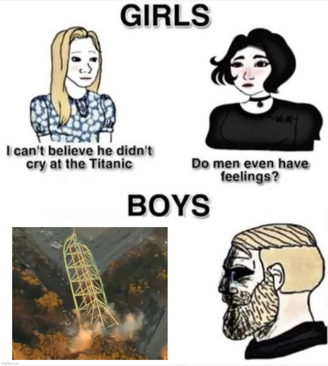 Do Men Even Have Feelings Kingda Ka Demolition Implosion | image tagged in do men even have feelings,roller coaster,demolition,six flags | made w/ Imgflip meme maker