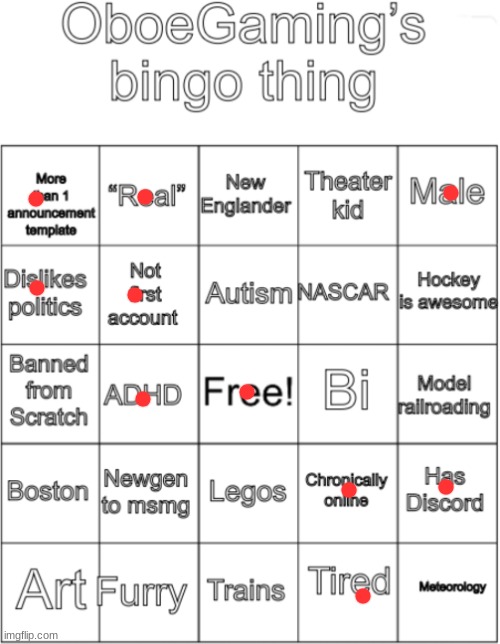 OboeGaming bingo thing V1 | image tagged in oboegaming bingo thing v1 | made w/ Imgflip meme maker