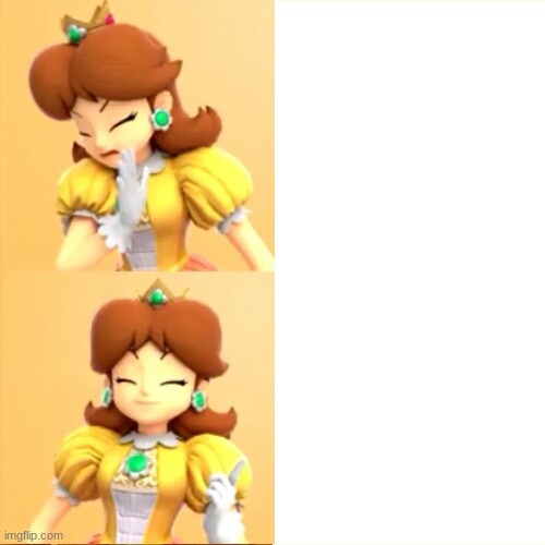 Drake meme but it's Princess Daisy | image tagged in drake meme but it's princess daisy | made w/ Imgflip meme maker